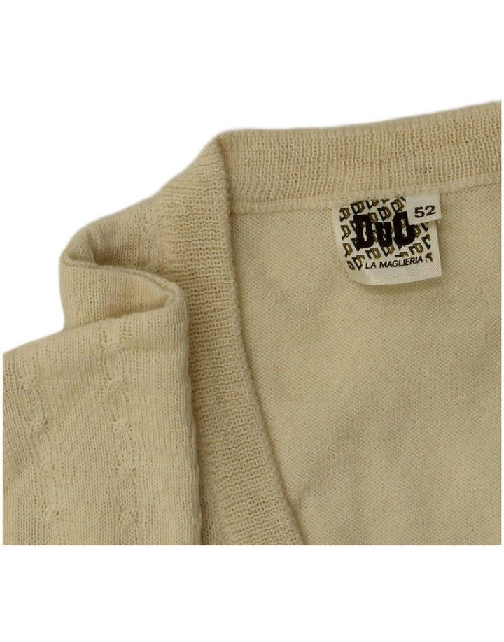 Sweter męski w stylu vintage z dekoltem w szpic IT 52, duża beżowa wełna