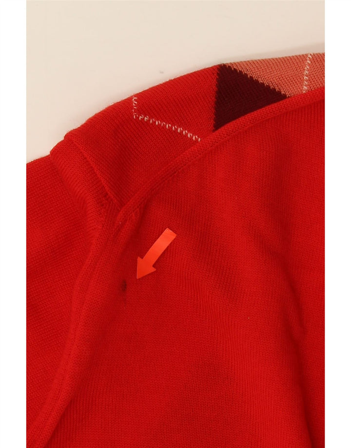 Męski sweter VINTAGE z dekoltem w kształcie litery V, średnio czerwony Argyle/Diament