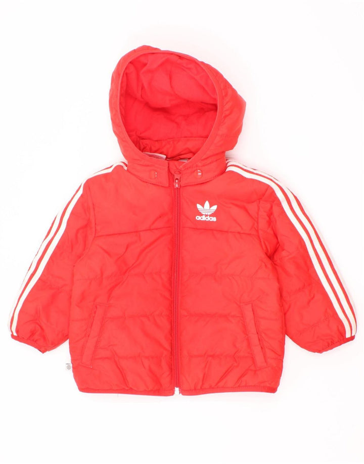 Adidas Baby Boys Wyściełana kurtka z kapturem 9-12 miesięcy Czerwony Poliester