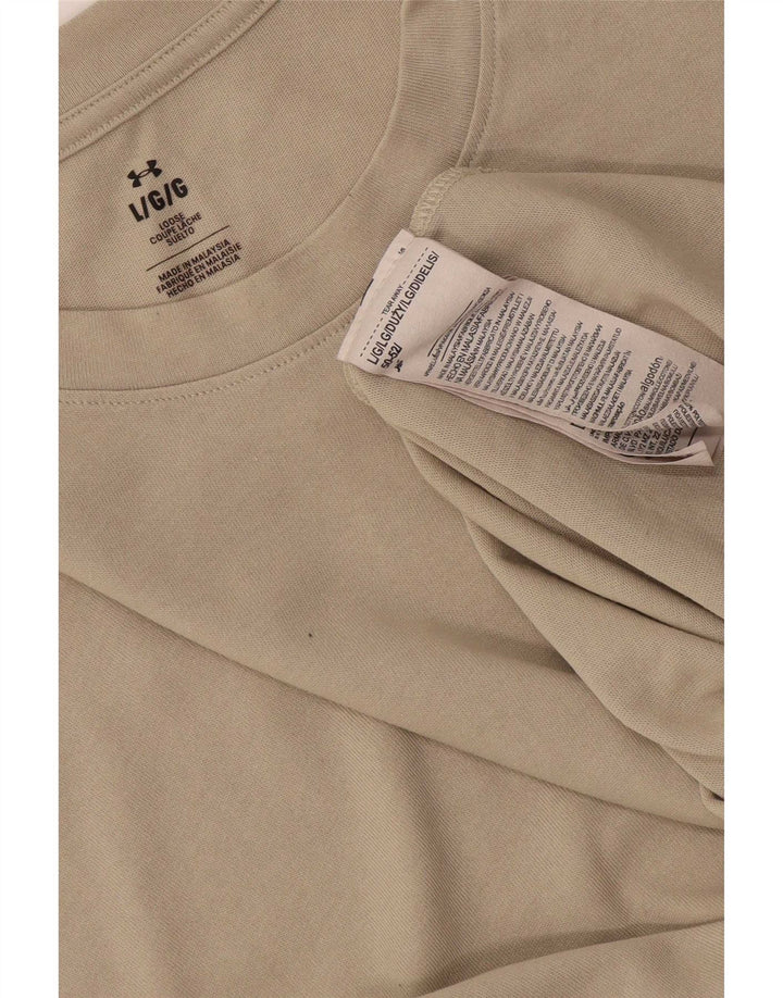 Under Armour Męski T-shirt Top Duży Beżowy Bawełniany