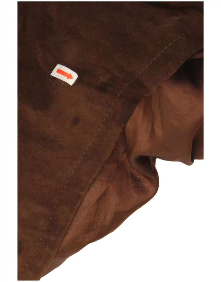 Vintage damski oversize'owy zamszowy płaszcz IT 46, duża brązowa skóra