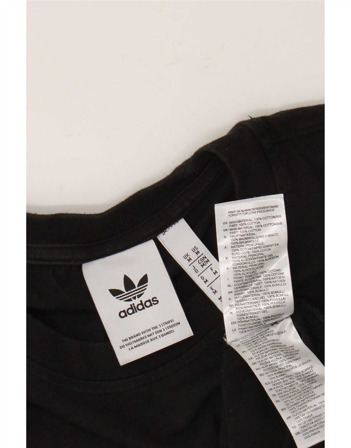 Męska koszulka z grafiką Adidas, średnia, czarna bawełna