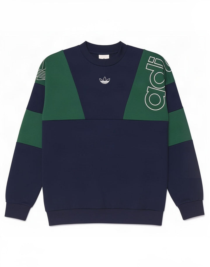 Męska bluza Adidas z grafiką, mała, granatowa, z blokami kolorów, poliester