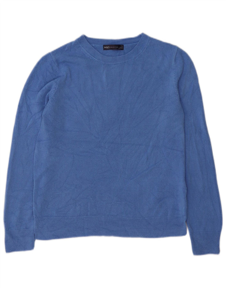 Marks & Spencer Damski sweter z dekoltem w łódkę UK 12 Średni niebieski akryl