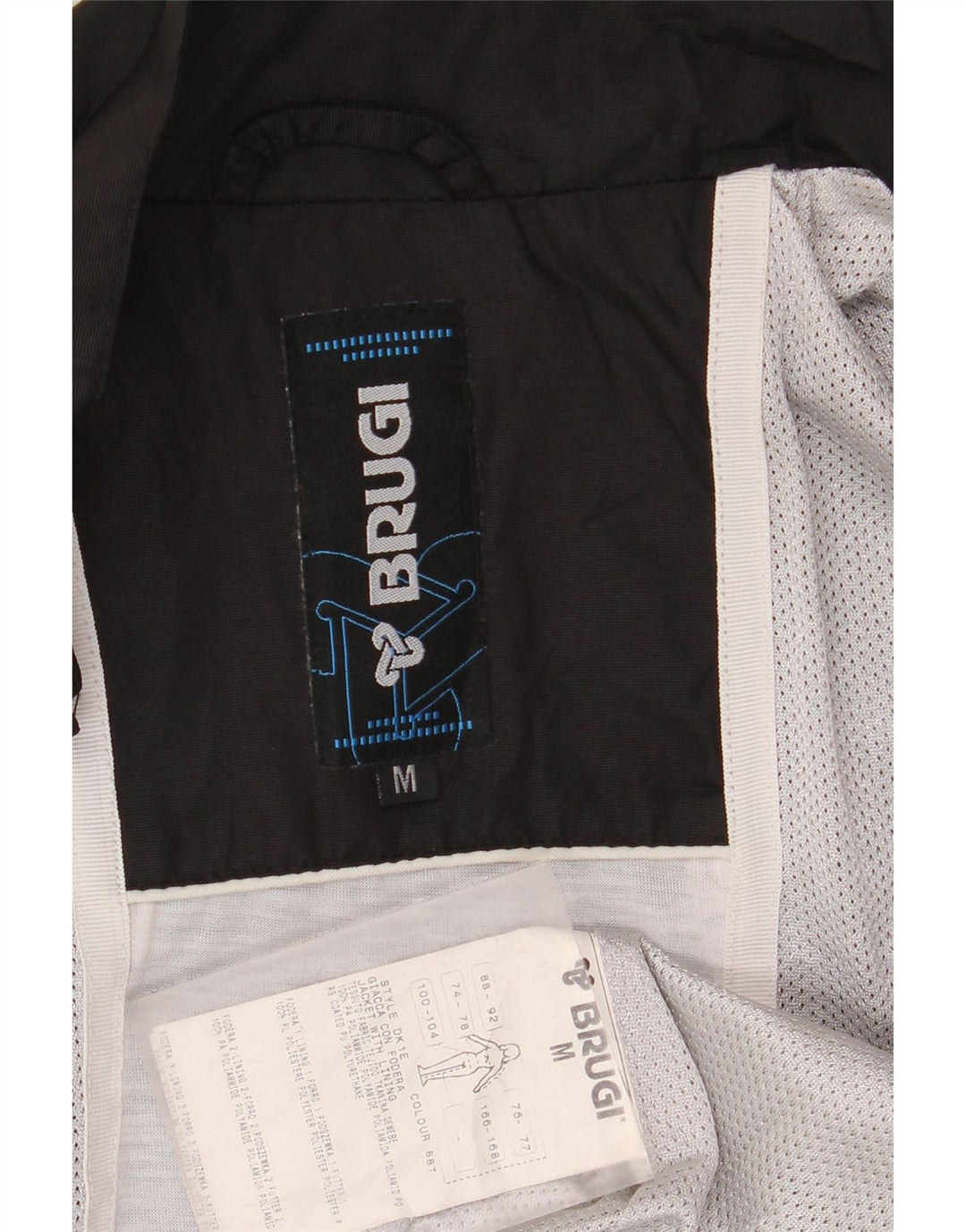 Męska kurtka przeciwdeszczowa Brugi UK 38, średni czarny poliamid z blokami kolorów