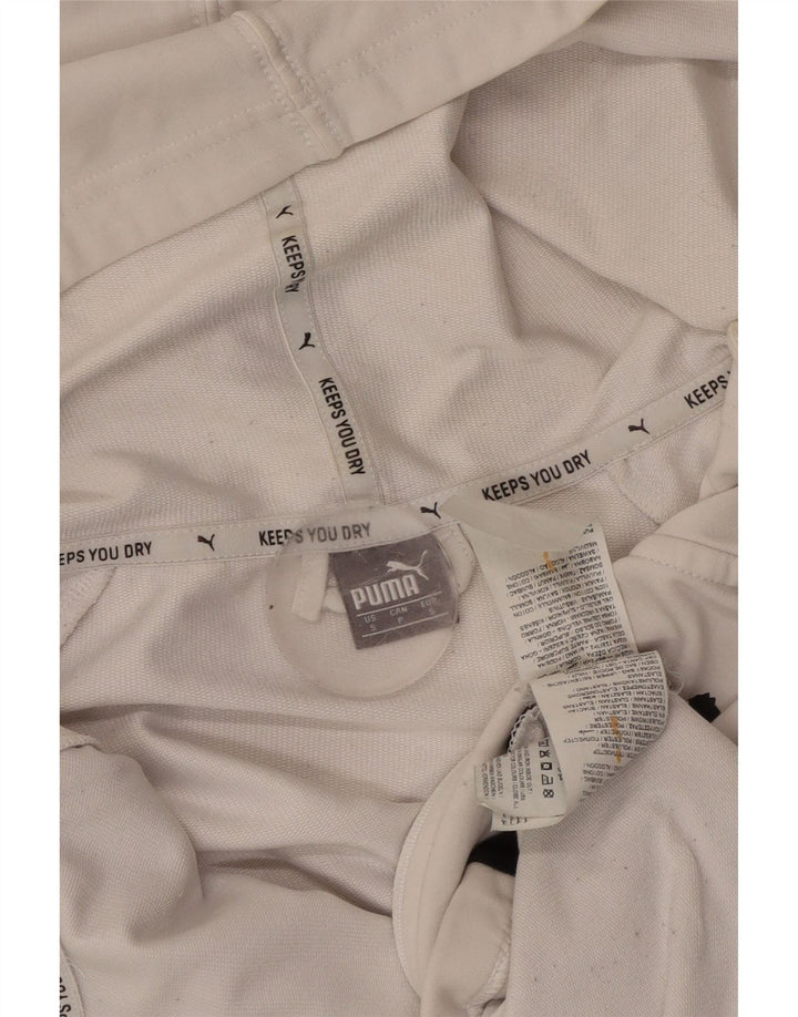 Damski sweter z kapturem i zamkiem błyskawicznym PUMA UK 10, mały, biały, z blokami kolorów