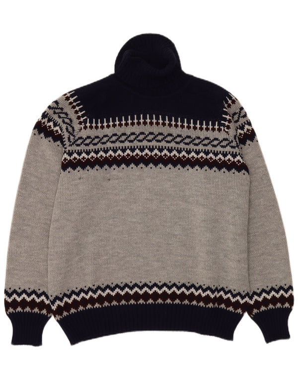 Męski sweter z golfem VINTAGE IT 52/54 Large Grey Fair Isle