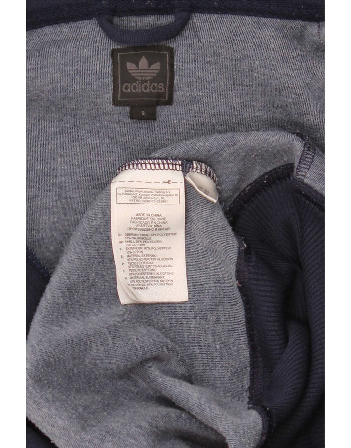 Męski sweter z kapturem i zamkiem błyskawicznym Adidas, mały, granatowy, poliestrowy