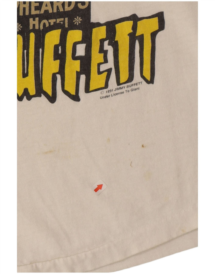 Męska koszulka z grafiką Jimmy Buffet w stylu vintage, duża, biała bawełna