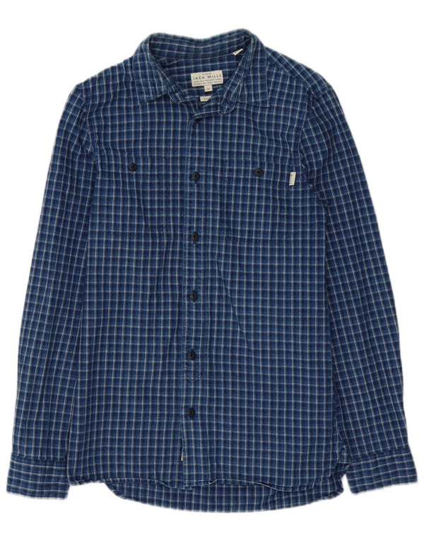 Koszula flanelowa męska Jack Wills o klasycznym kroju XS, bawełniana w granatową kratkę