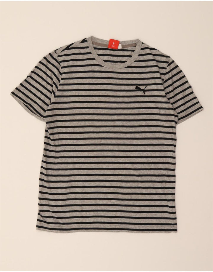 PUMA Mens T-Shirt Top Small Grey Striped Cotton Vintage Puma and Second-Hand Puma from Messina Hembry 