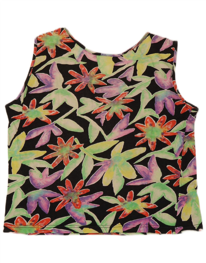 Damska kamizelka w stylu vintage, krótka, UK 12, średnia, czarna, w kwiaty