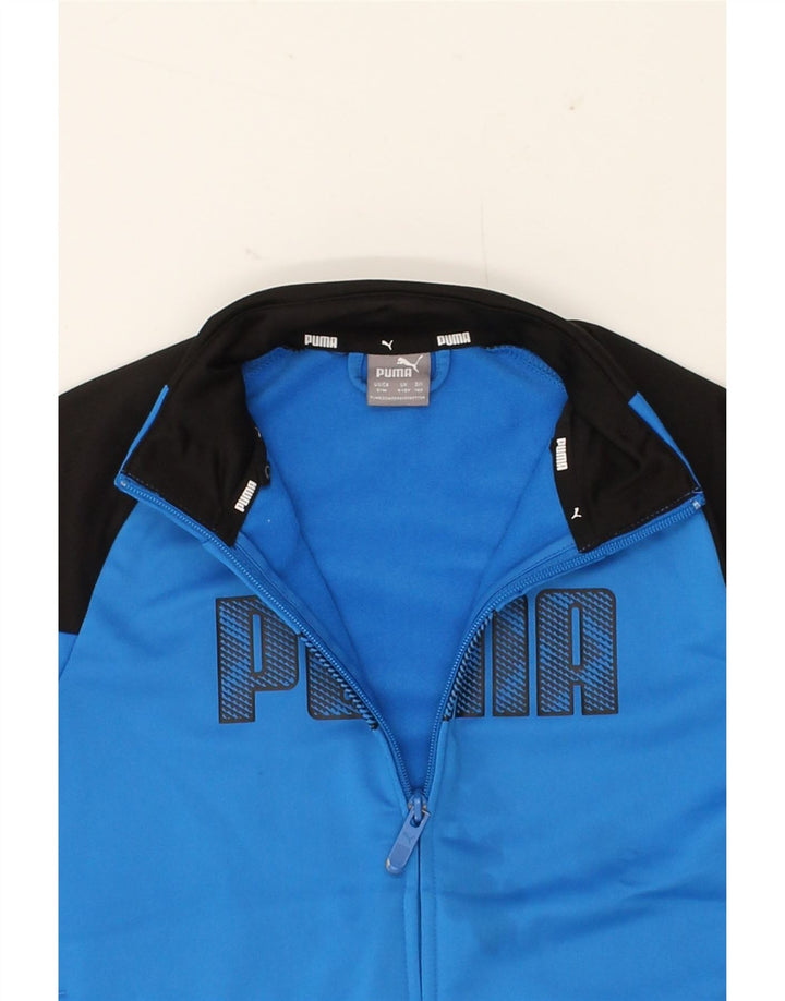 PUMA Boys Graphic Tracksuit Top Jacket 9-10 Years Blue Colourblock Vintage Puma and Second-Hand Puma from Messina Hembry 
