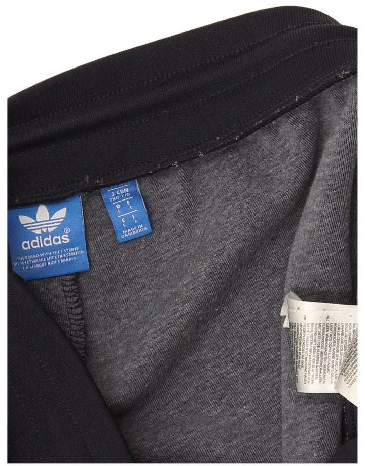 Męskie spodnie dresowe Adidas z grafiką, duże granatowe, poliestrowe