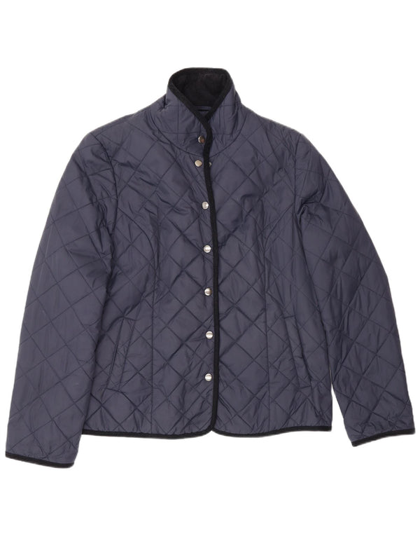 Damska pikowana kurtka Jaeger UK 14, średni granatowy poliester