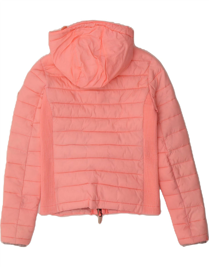 SUPERDRY Womens Hooded Padded Jacket UK 6 XS Pink Polyester Vintage Superdry and Second-Hand Superdry from Messina Hembry 
