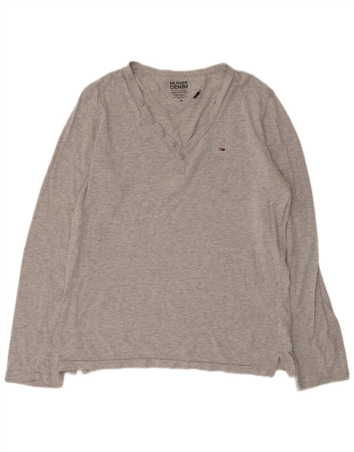 Damski top z długim rękawem Tommy Hilfiger UK 14, średnioszary, bawełniany