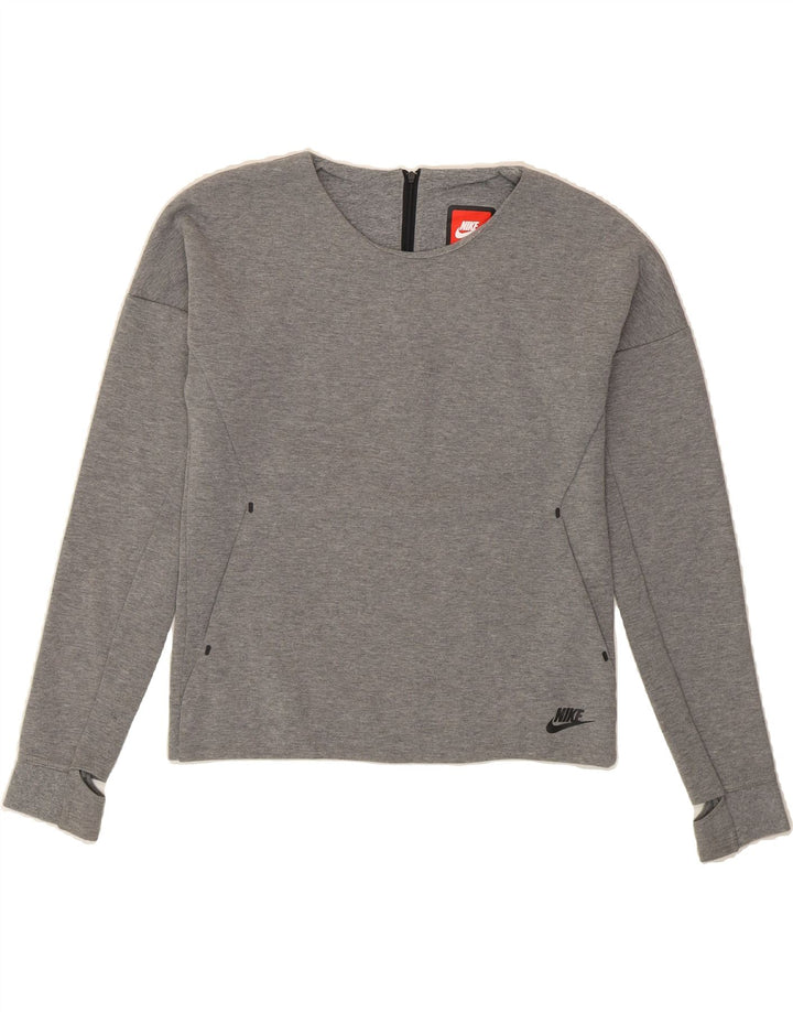 NIKE Womens Oversized Sweatshirt Jumper UK 6 XS Grey Cotton Vintage Nike and Second-Hand Nike from Messina Hembry 