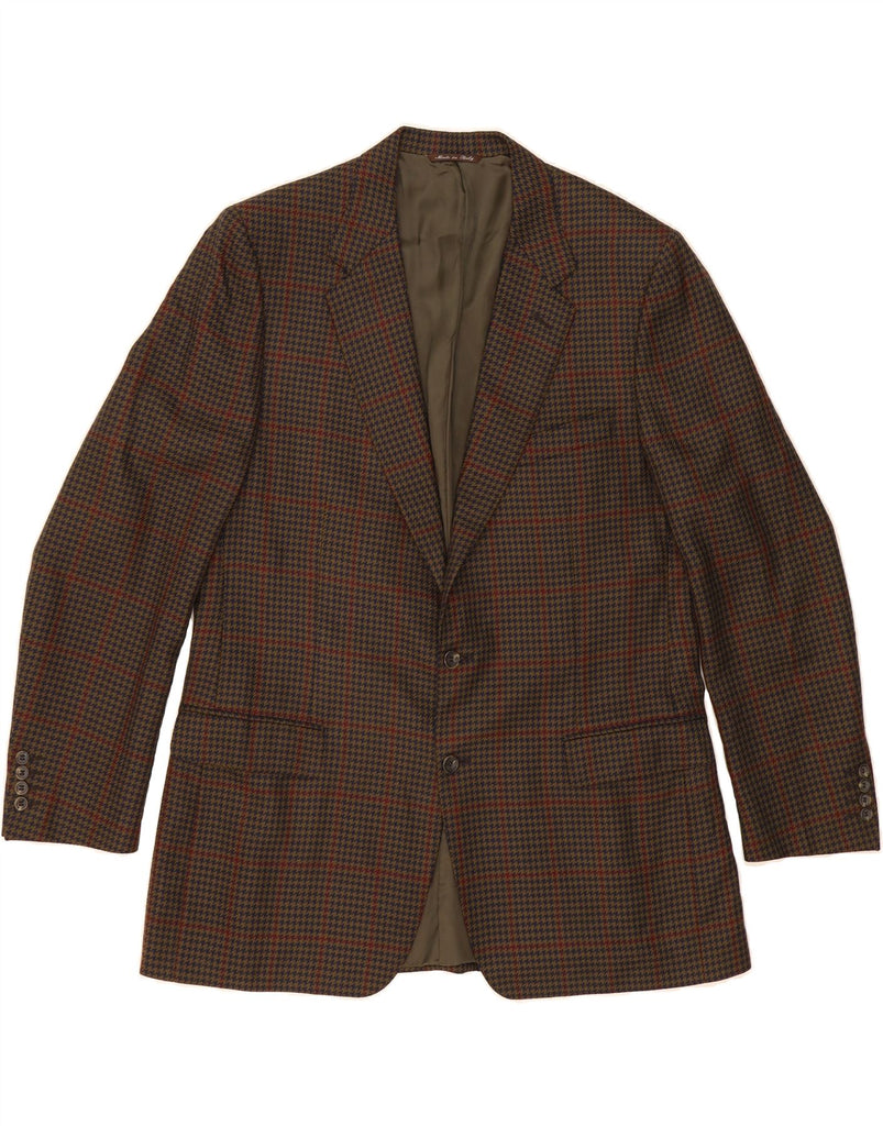 CANALI Mens 2 Button Blazer Jacket UK 40 Large Brown Houndstooth Wool Vintage Canali and Second-Hand Canali from Messina Hembry 