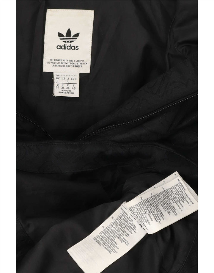 Damska kurtka Adidas z kapturem i wyściełaną grafiką UK 8, mała, czarna, poliestrowa