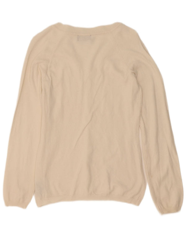 Sweter damski Fila z dekoltem w kształcie litery V, UK 14, duży, z białej bawełny