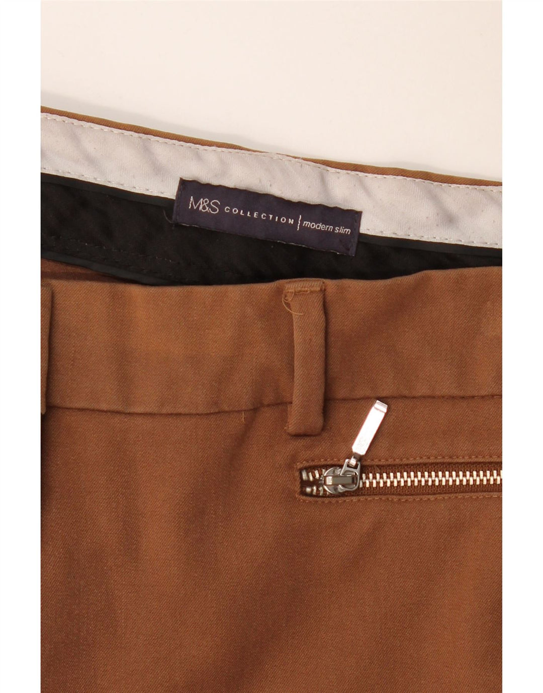 Marks & Spencer Damskie nowoczesne spodnie typu slim casual W32 L28 brązowe