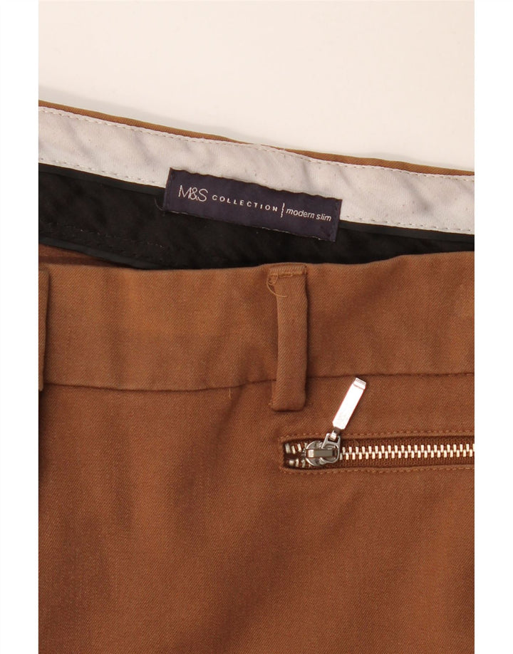 Marks & Spencer Damskie nowoczesne spodnie typu slim casual W32 L28 brązowe