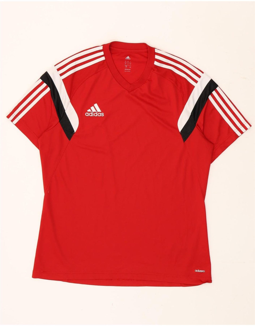 Adidas Męska koszulka Climacool Top, duża, czerwona, poliestrowa koszulka z blokami kolorów