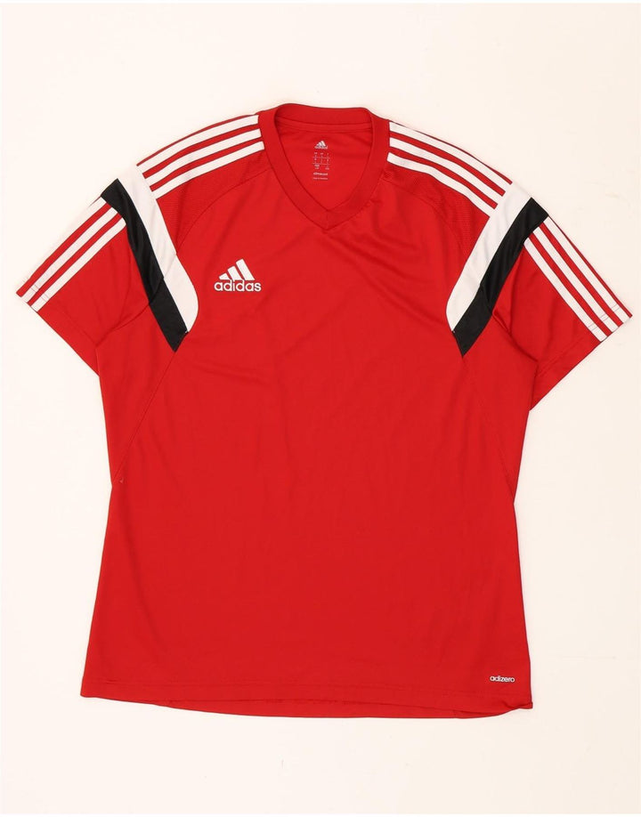 Adidas Męska koszulka Climacool Top, duża, czerwona, poliestrowa koszulka z blokami kolorów
