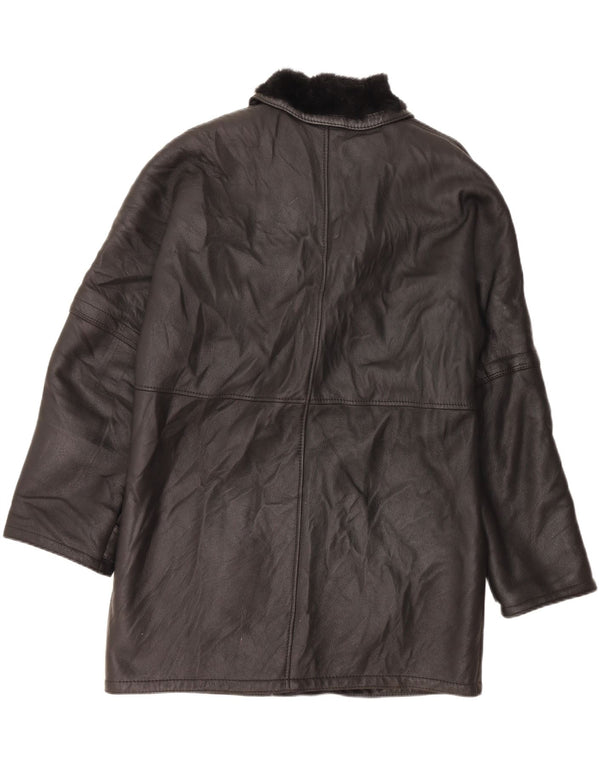 Męski płaszcz z owczej skóry w stylu VINTAGE IT 52 XL, czarny