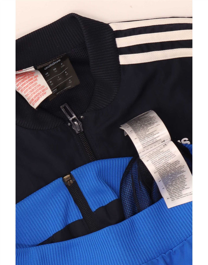 Chłopięca kurtka dresowa Adidas 7-8 lat Niebieski poliester z blokami kolorów
