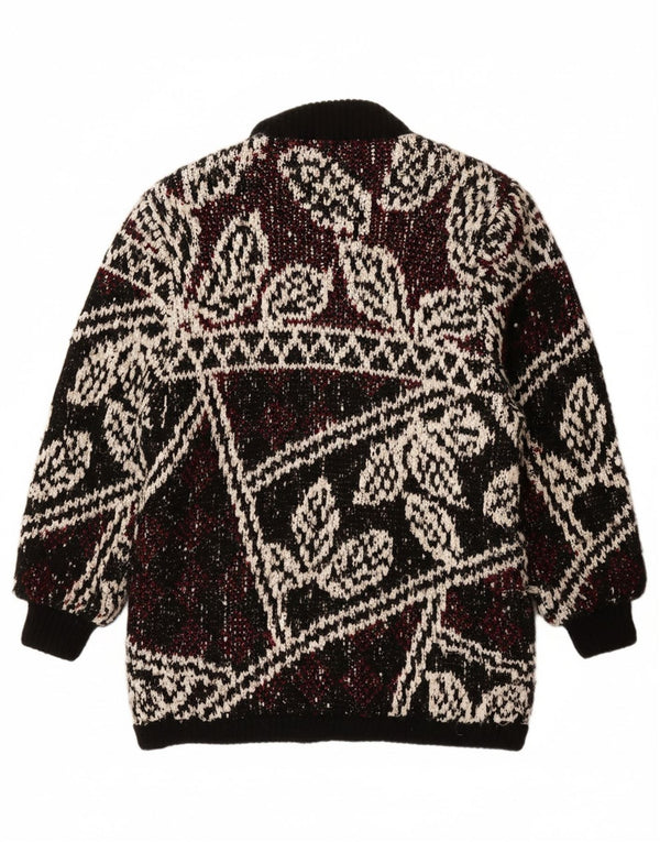 JEFFREY BROWNLEADER Damski płaszcz z dzianiny UK 14 Średni czarny z kwiatowym akrylem