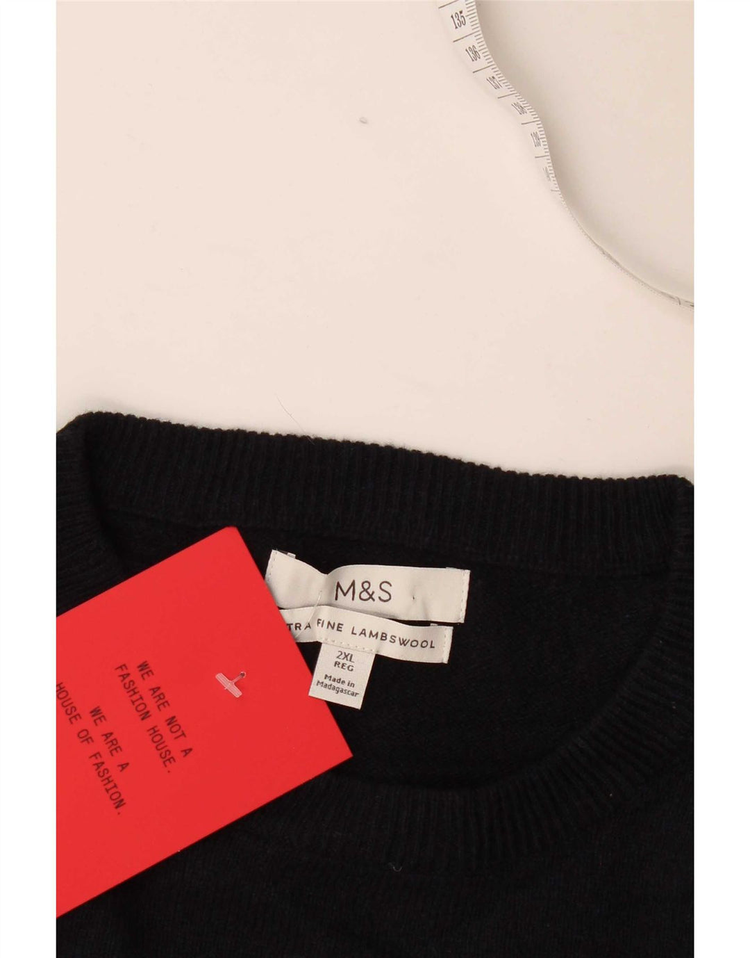 Marks & Spencer Męski sweter z okrągłym dekoltem 2XL Granatowy, z owczej wełny