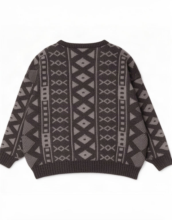 Canda Męski sweter z dekoltem w łódkę UK 44 XL Szary, geometryczny akryl