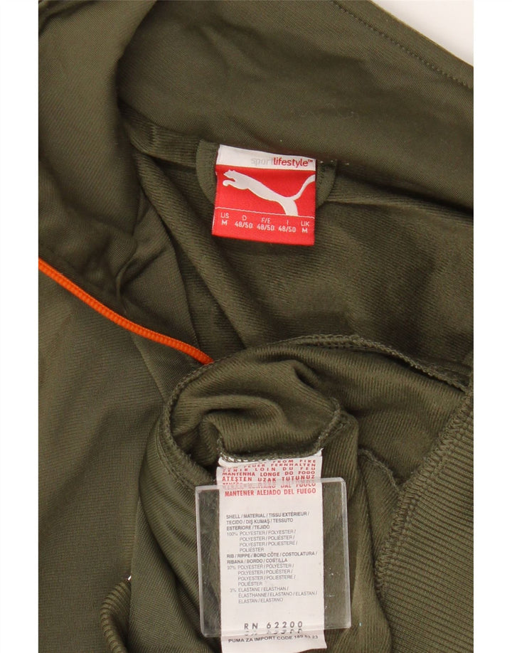 Męska kurtka dresowa Puma, średnia, khaki, poliester z blokami kolorów