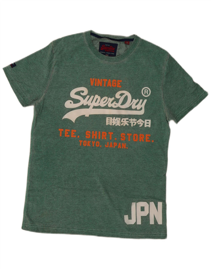 Męski T-shirt z grafiką Superdry, duży, zielony, bawełniany