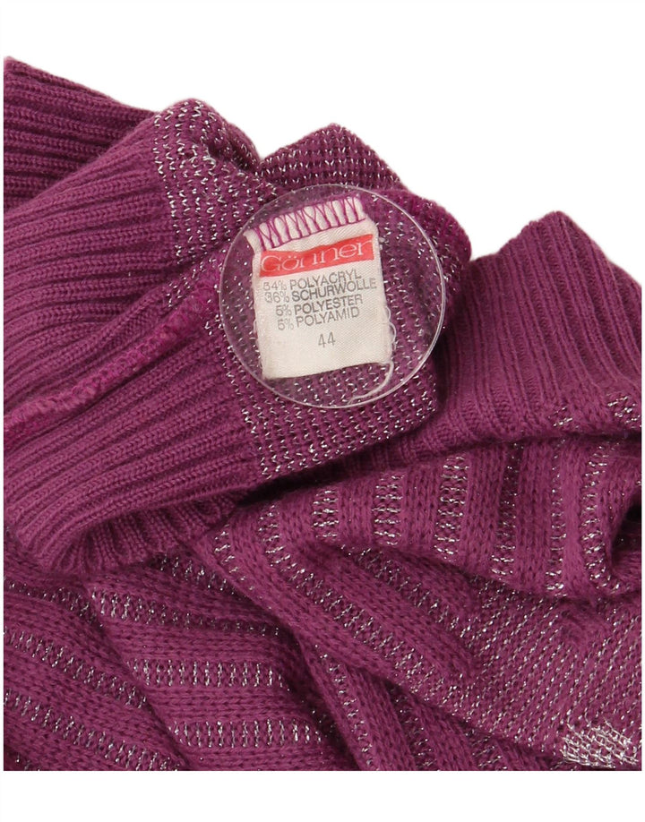 Sweter damski w stylu vintage z dekoltem w szpic IT 44, średni fiolet, akryl