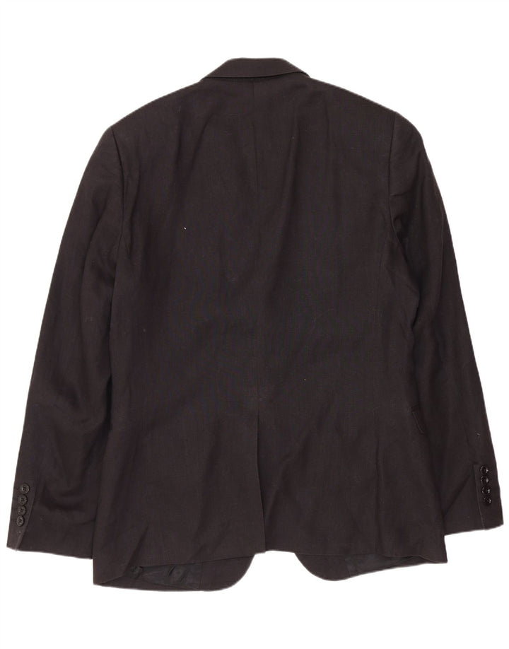 DKNY Męska marynarka slim fit zapinana na 1 guzik, UK 40, duża, czarna wełna