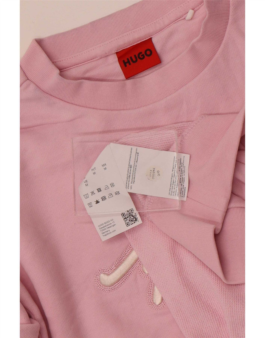 Damska bluza z grafiką Hugo Boss, UK 14, średnia różowa bawełna