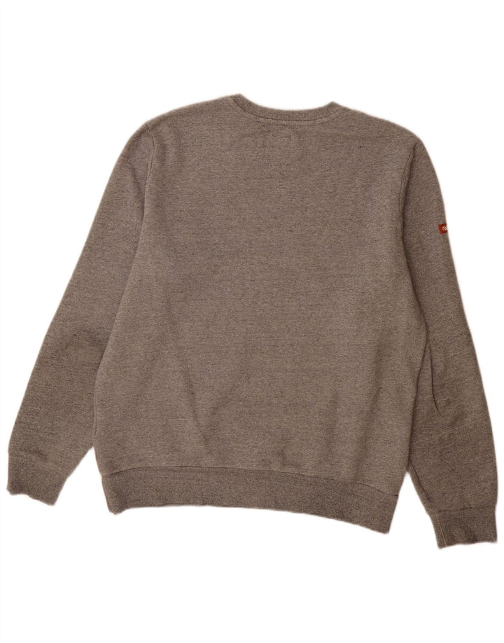 Męski sweter z grafiką Superdry, duży, szary, bawełniany w cętki