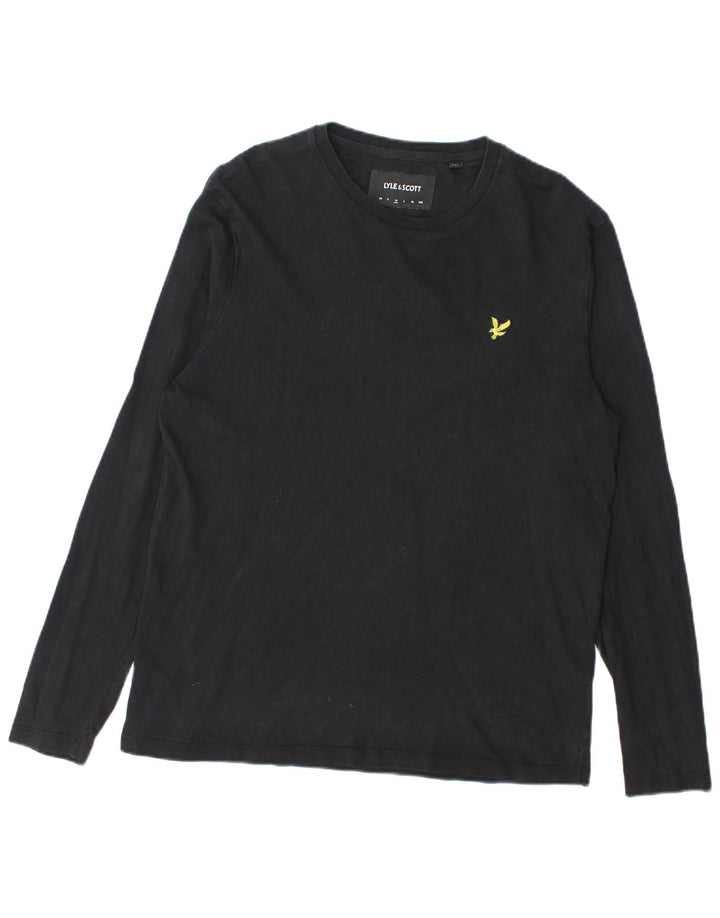 Lyle & Scott Męski top z długim rękawem, średni czarny, bawełniany