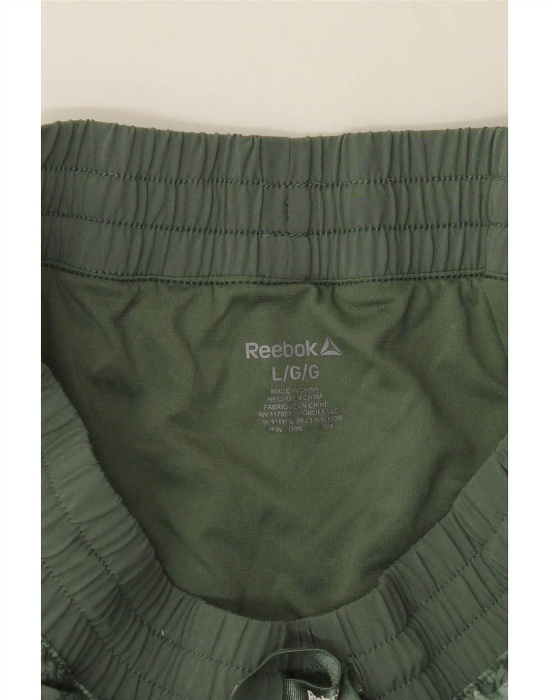 REEBOK Womens Sport Shorts UK 14 Large  Green Camouflage Polyester Vintage Reebok and Second-Hand Reebok from Messina Hembry 