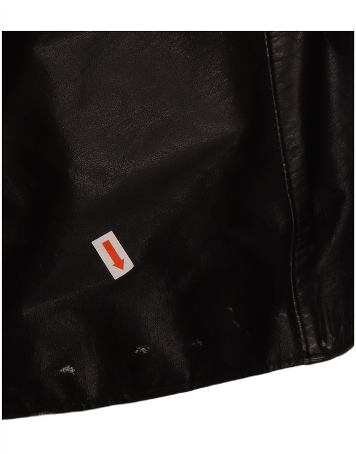 VINTAGE damski płaszcz skórzany oversize UK 14 średniej czarnej skóry