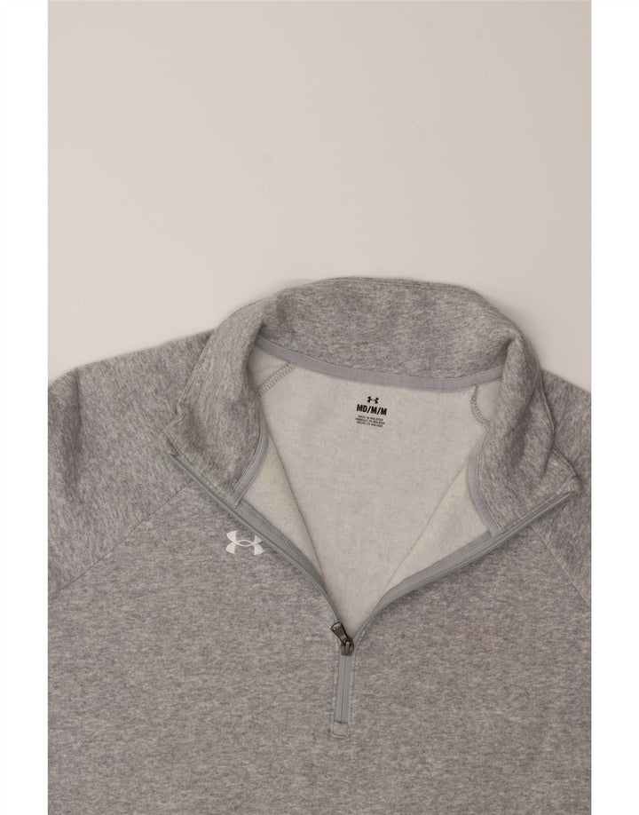 UNDER ARMOUR Womens Oversized Zip Neck Sweatshirt Jumper UK 14 Medium Grey Vintage Under Armour and Second-Hand Under Armour from Messina Hembry 