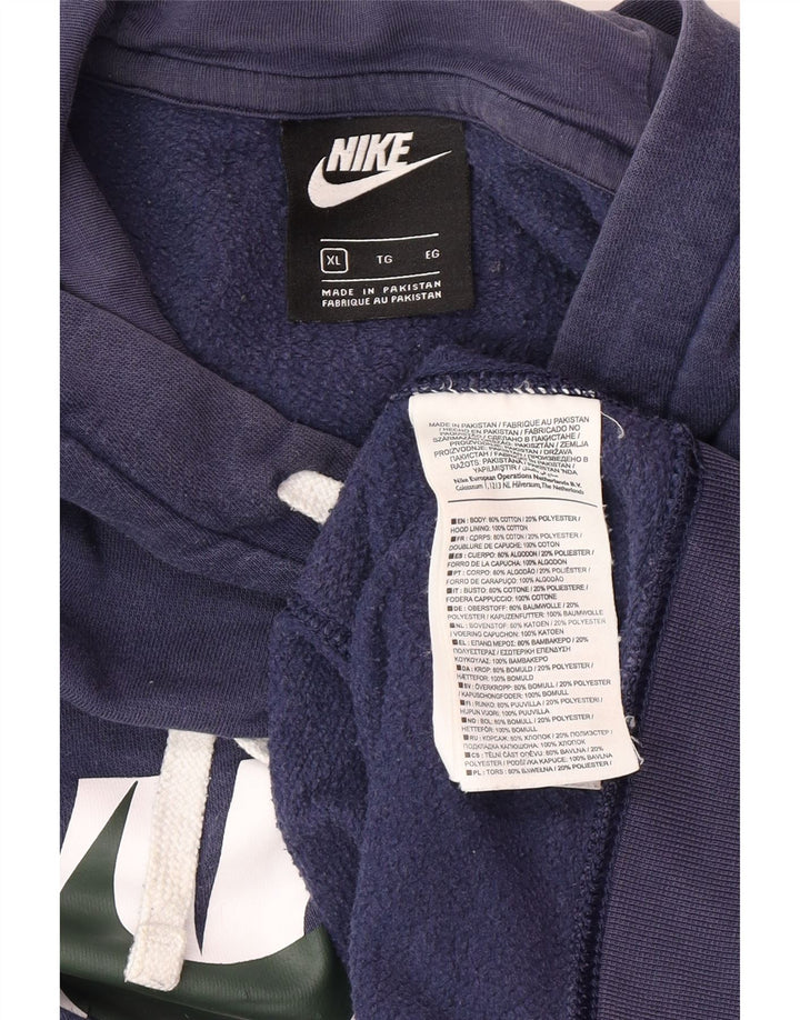 Męski sweter z kapturem i grafiką NIKE o luźnym kroju XL, granatowy, bawełniany