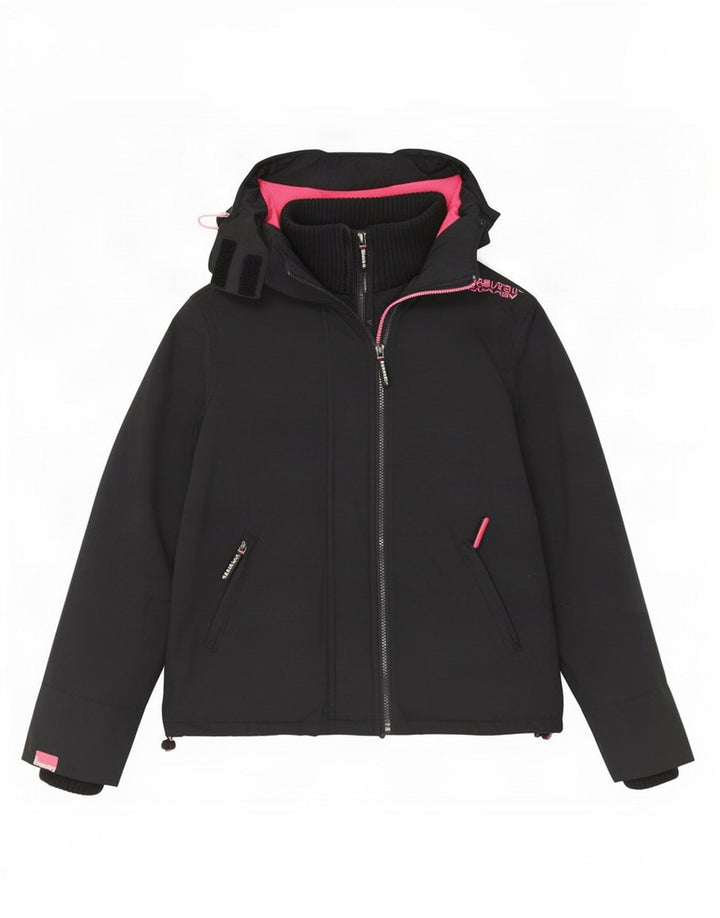 Damska wiatrówka z kapturem Superdry UK 14, średnia czarna