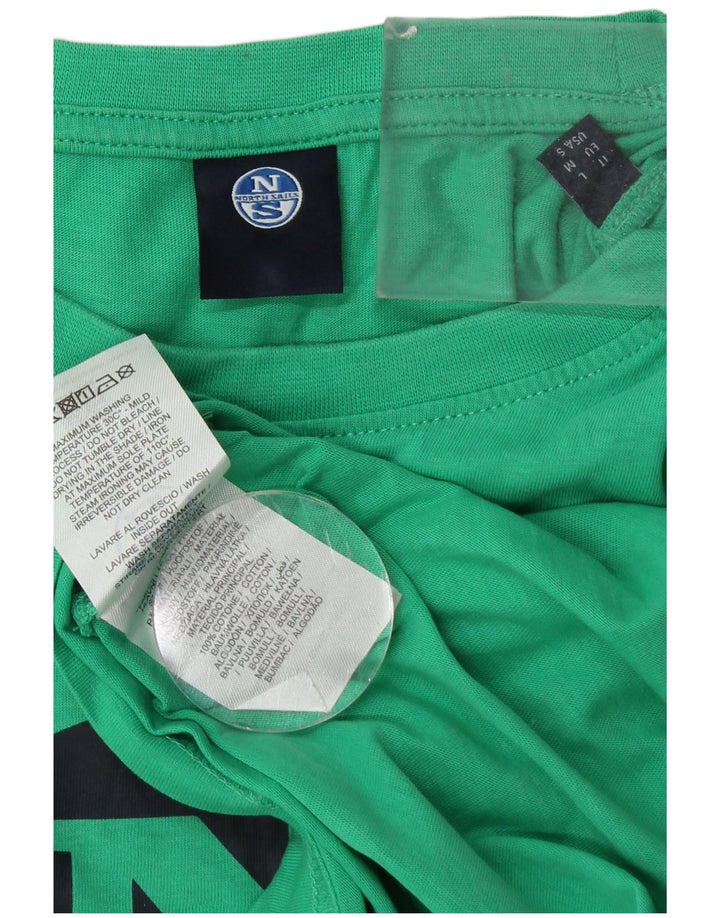 Męska koszulka z grafiką North Sails, bawełniana, w kolorze średnio zielonym