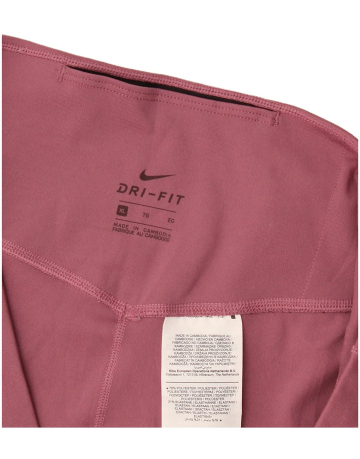 Damskie legginsy Nike Dri Fit UK 18 XL, różowe, poliestrowe