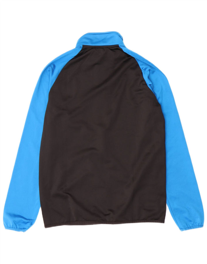 ADIDAS Boys Tracksuit Top Jacket 13-14 Years Black Colourblock Polyester