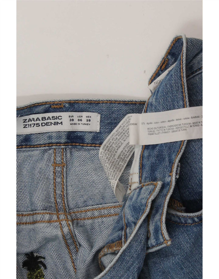 Damskie spodenki jeansowe Zara z abstrakcyjnym wzorem EU 38 Small W28, niebieska bawełna